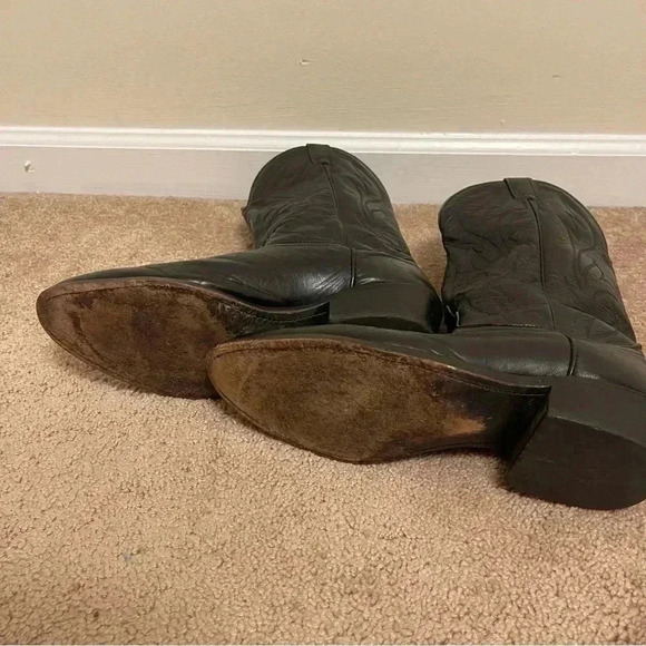 Laredo Western Boots Mens Hawk Stitched Snip Toe 11 1/2 D Black 7020 - Picture 7 of 16